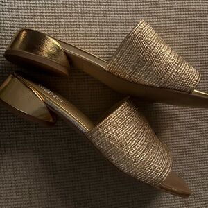 Franco Sarto Gold Woven Slide Mules
